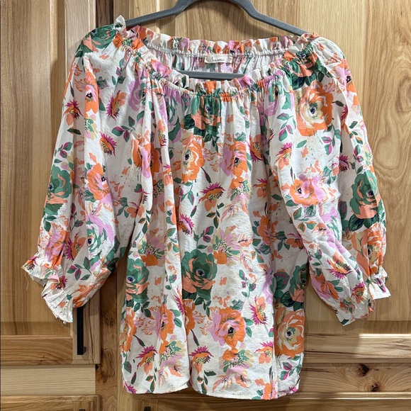 Les Amis Tops - Les Amis Stunning Floral Women's Off The Shoulder Feminine Cottagecore Top Sz S